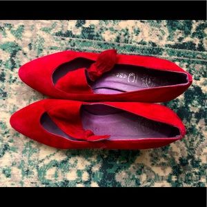 Vintage Jeffrey Campbell Red Suede Heels.